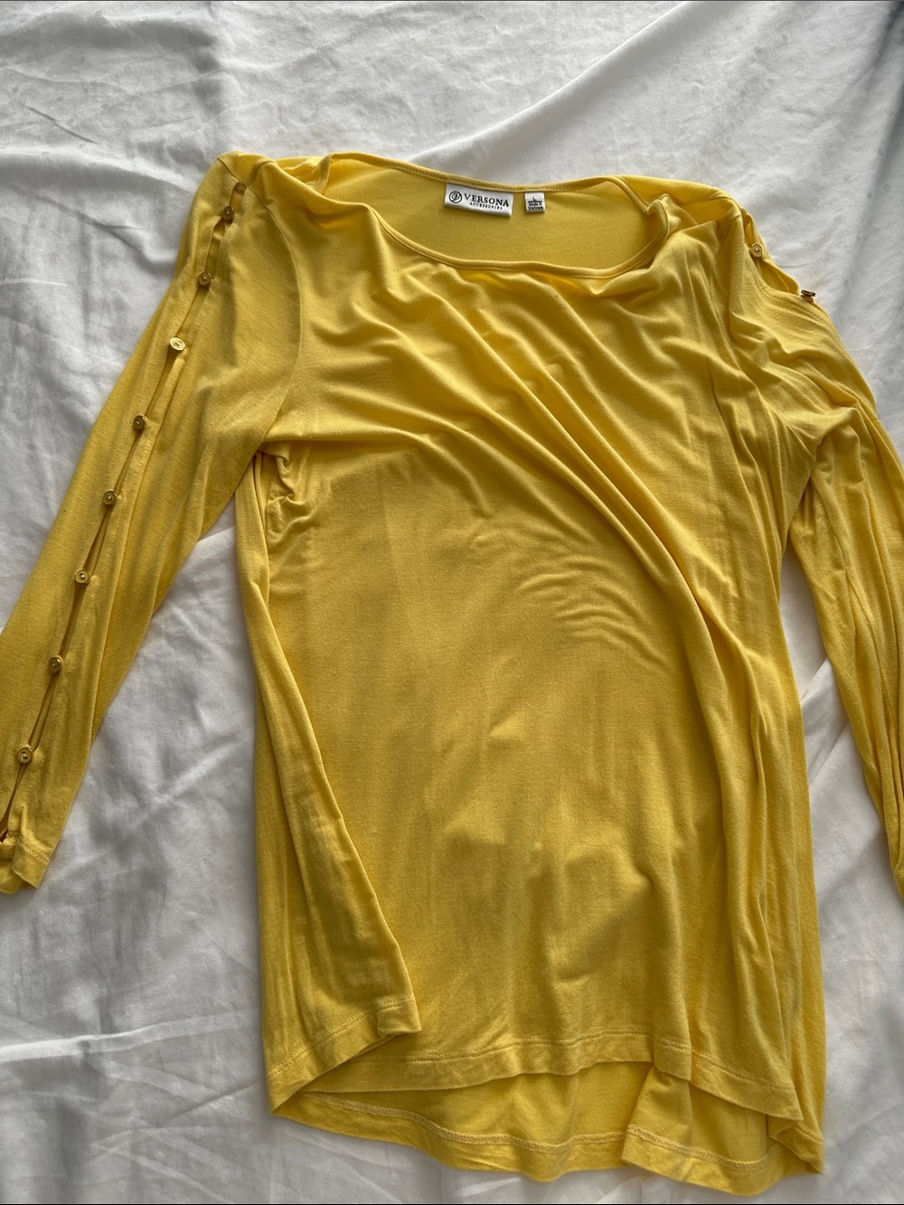 Vero Moda Bright Yellow Long-Sleeve Top with Sleeve Button Trim